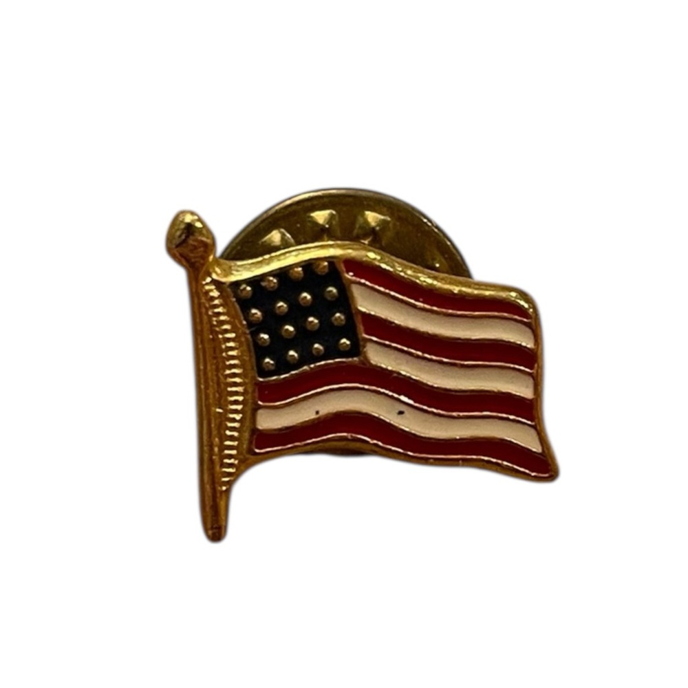 American Flag Gold Tone Pin .75” Small Military Veterans Brave Courage Respect
